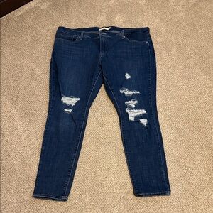 Levi's Dark Blue Distressed Skinny Jeans